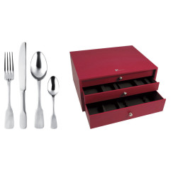 124 PIECES SOLID HANDLE SERRATED RED BOX SET