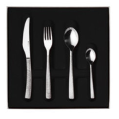 Cutlery set for 24 place settings solid handle serrated