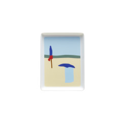 rectangular shared plate 16x12 cm blue parasol