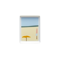 rectangular shared plate 16x12 cm pink parasol