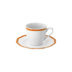 Espresso cup w/saucer scalloped coloured rim / Moq 6